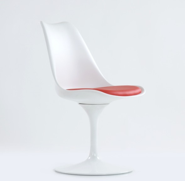 Стул Tulip style белый с красной подушкой 